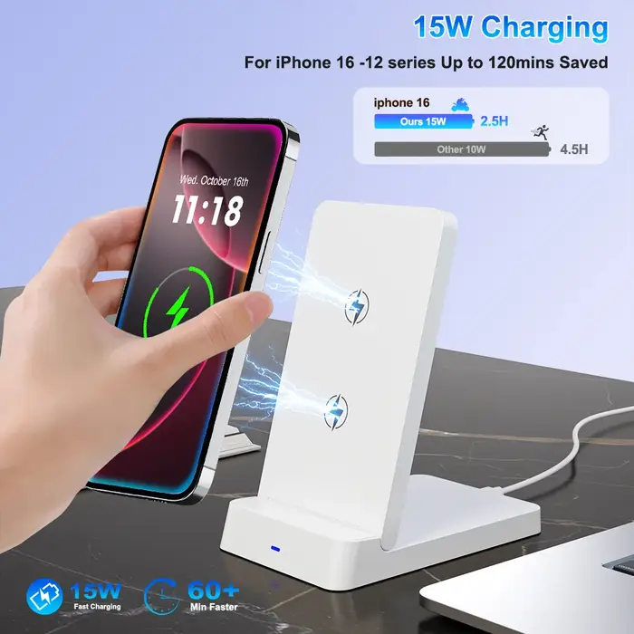Support de chargeur sans fil pliable pour téléphone