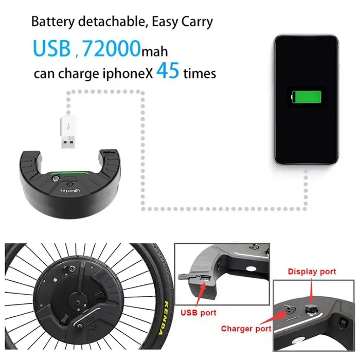 Kit de conversion de vélo électrique tout-en-un facile à installer IMOTOR 3.0 36V 350W avec moteur avant sans fil pour VTT