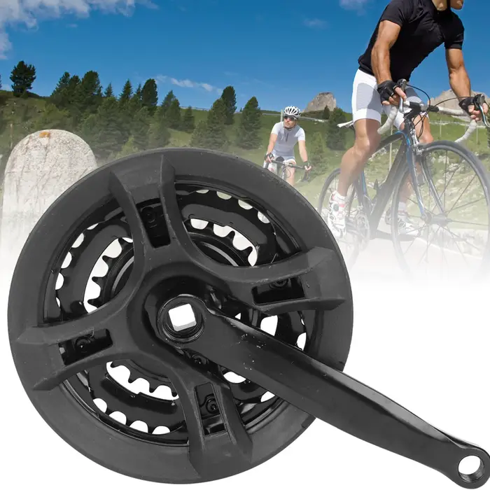 Pédalier en acier à haute teneur en carbone 24-34-42T avec protège-chaîne pour vélo de montagne à vitesse variable