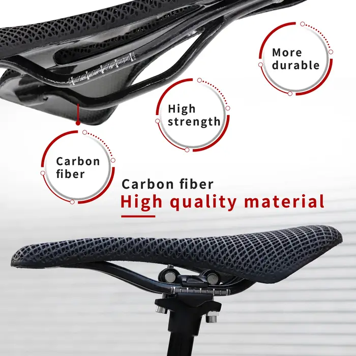 KOCEVLO 3D imprimé selle de vélo en Fiber de carbone creux confortable respirant 275*143mm style classique selles