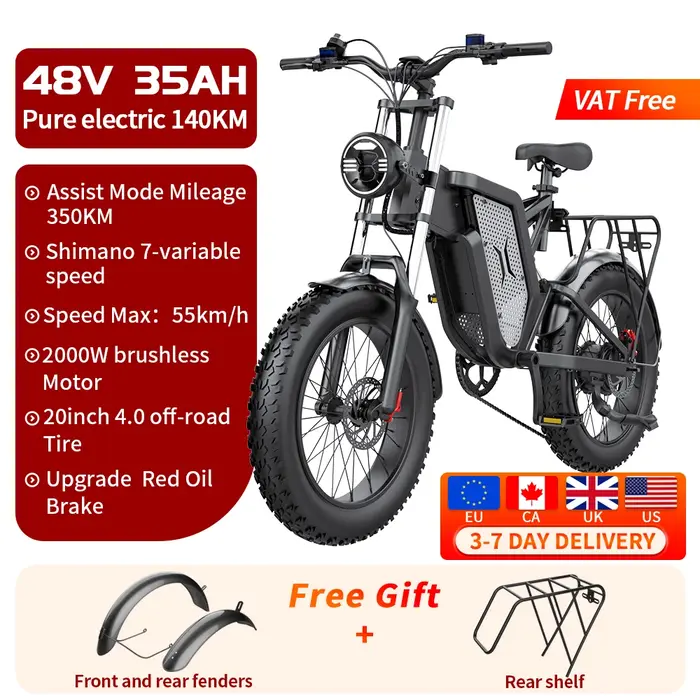 EKX X20 vélo électrique montagne cyclomoteur Ebike 20 pouces gros pneu 2000W 48V 35AH hommes route EBikes