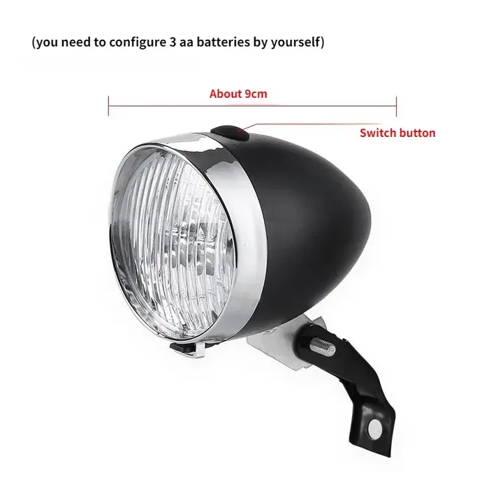 Feu avant de vélo Vintage à 3 LED, phare de vélo, lampe de poche pour vtt, Design rétro, lampe front