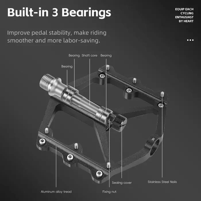 WEST BIKING – pédales de vélo vtt, 3 roulements, pédales plates ultralégères en alliage d'aluminium, pédales antidérapantes larges, pièces de vélo de montagne