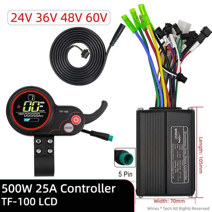 24V 36V 48V 60V 350W 18A 500W 25A e-scooter moteur sans brosse contrôleur FOC TF-100 LCD
