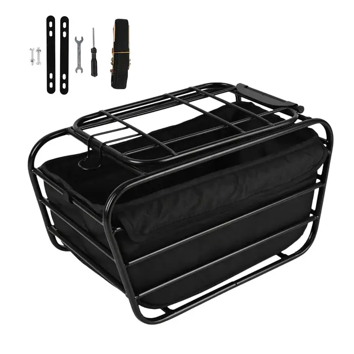 Panier de vélo en acier carbone robuste, panier fermé pour animaux de compagnie et panier de transport pour le cyclisme tout-terrain, la conduite en ville et les trajets quotidiens