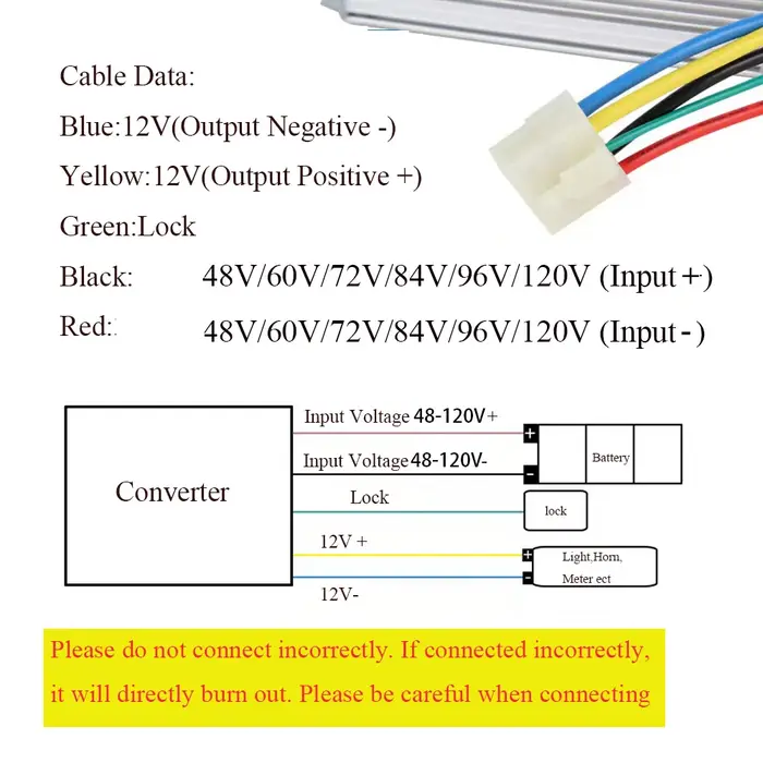 EBike DC 48V 60V 72V 84V 96V 120V à 12V 30A 400W convertisseurs électrique Buck convertisseur Module tension