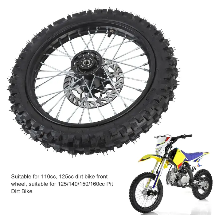 Ensemble de roue avant de 14 pouces adapté au vélo tout-terrain 125 140 150 160cc avec axe de jante de 15mm et Rotor de frein