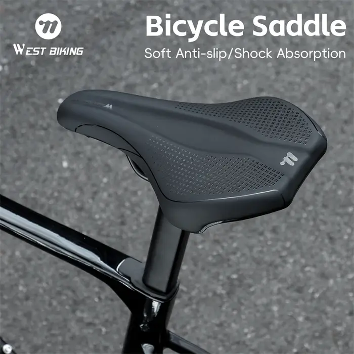 WEST BIKING Selle de vélo en cuir givré respirant et creux