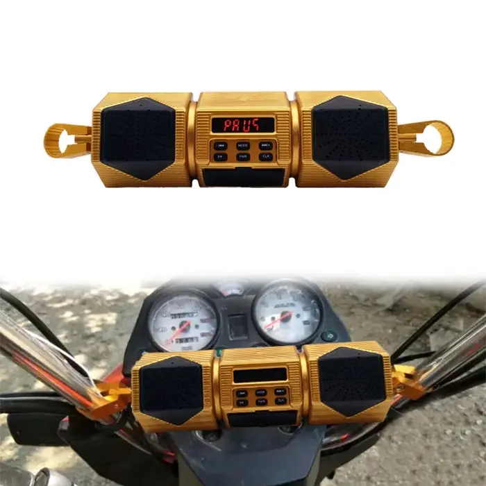 Support réglable pour moto, haut-parleur de guidon, lecteur MP3, Bluetooth, musique, Radio FM, étanc
