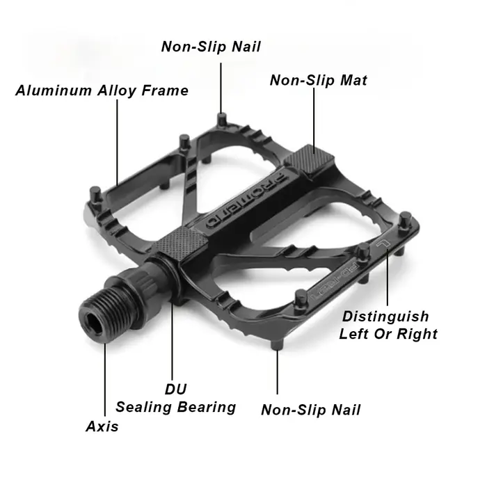PROMEND Pédale Anti-Dérapante pour Vélo VTT, Roulement en Alliage d'Aluminium, Accessoires avec 3 Roulements Rapides, Modèle Ultraléger