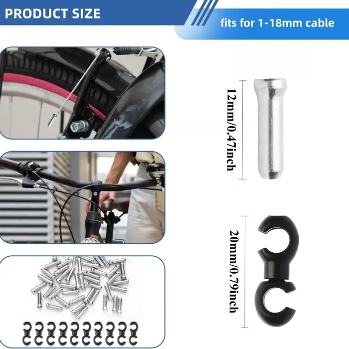 Lot de 50 embouts de câble de vélo avec clips rotatifs pour câbles de frein VTT pour un cyclisme fluide et des performances améliorées