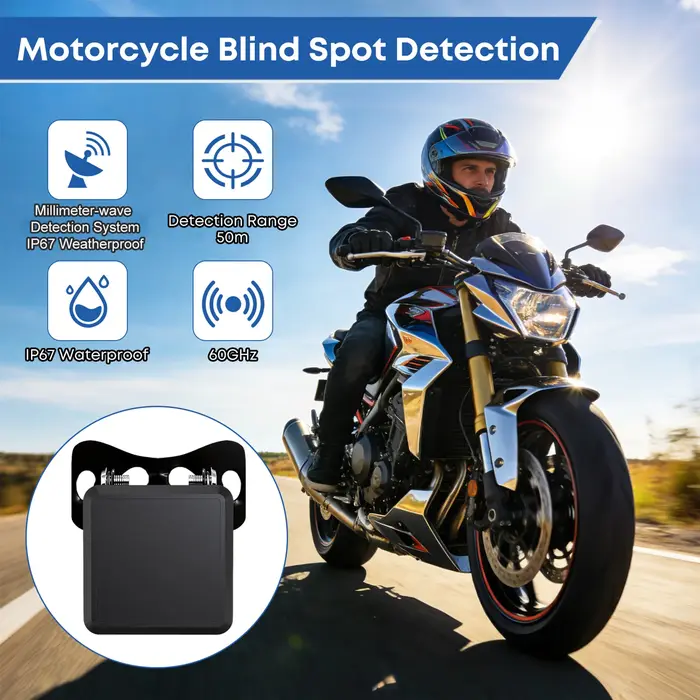 Système de détection d'angle mort pour moto avec radar millimétrique 60 GHz