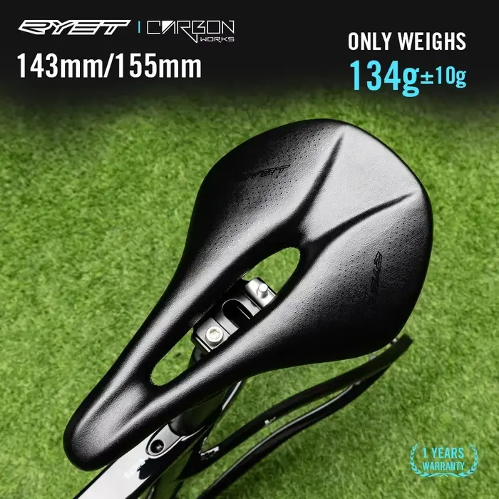 Selle de vélo de route en carbone T1000 ultra légère 134g avec rails ovales 7x9mm et coussin en cuir PU pour cyclisme de compétition