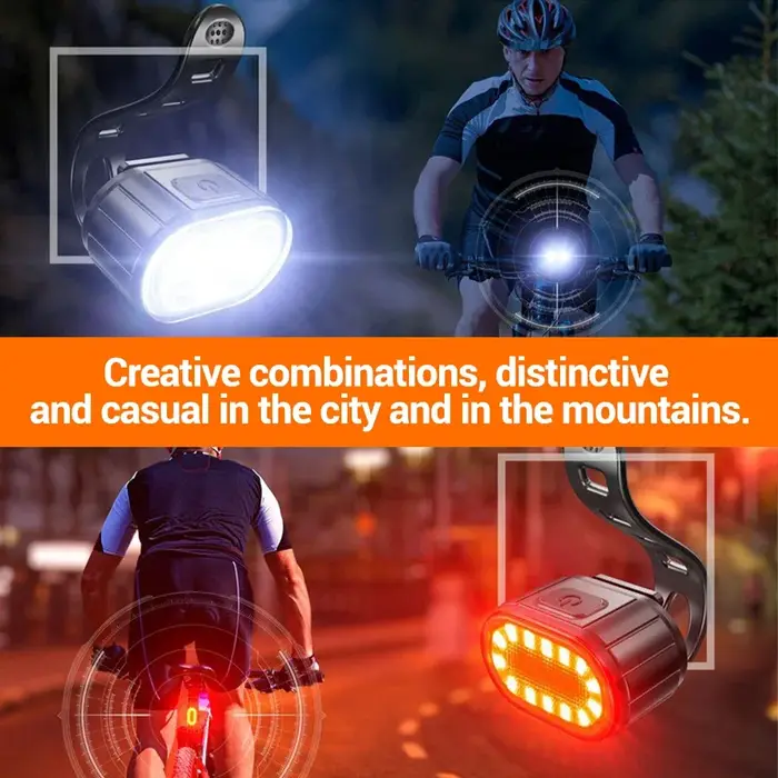 Heinast éclairage de vélo feux avant et arrière lampe de vélo Led lumière de cyclisme lampe de poche