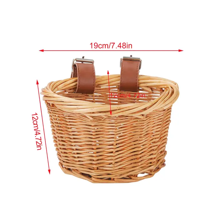 Panier de vélo pour enfants, paniers de vélo en osier en forme de D, panier de rangement avant pour 