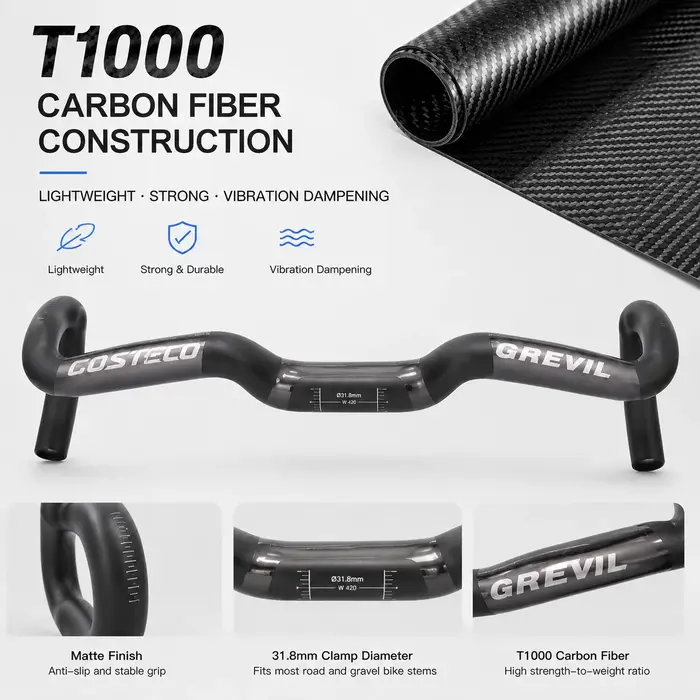 Guidon de vélo de gravier en carbone GREVIL T1000