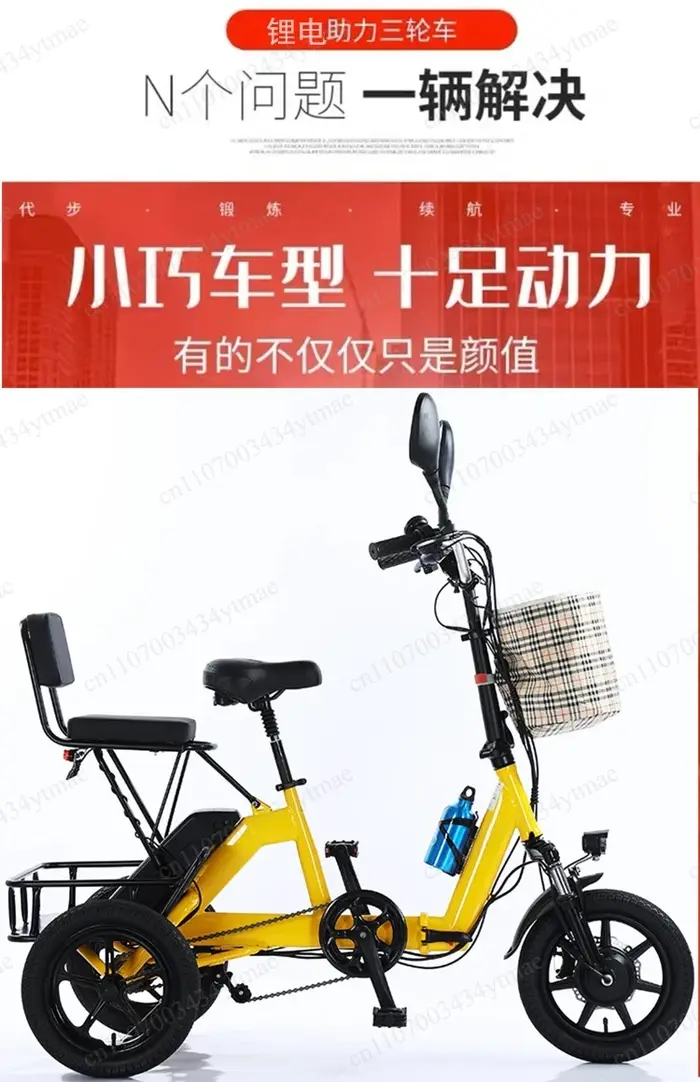 Tricycle électrique pliable pour adultes 48V au lithium