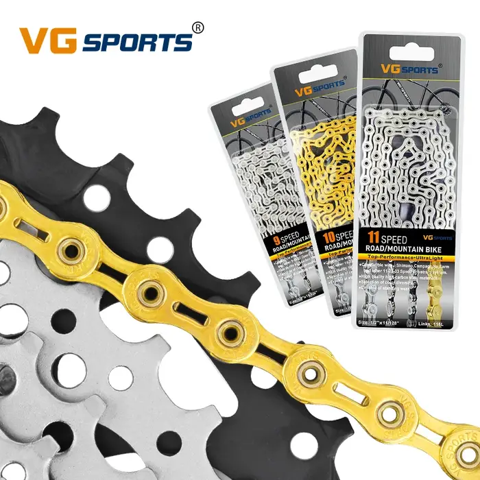 VG Sports 8 9 10 11 vitesses chaîne de vélo demi/plein creux 8s 9s 10s 11 s ultraléger 116 liens de vélo de route de montagne chaînes pièces de vélo