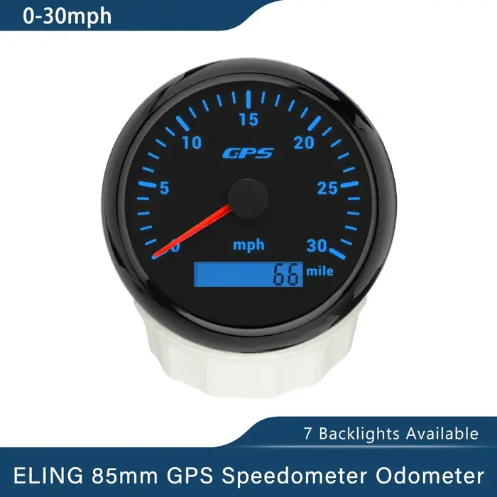 ELING-Compteur de vitesse GPS avec rétroéclairage 7 couleurs, 85mm, 0-30 km/h, 200 km/h, 0-80mph, 120mph, 160mph, odomcirculation, pour voiture, bateau, moto