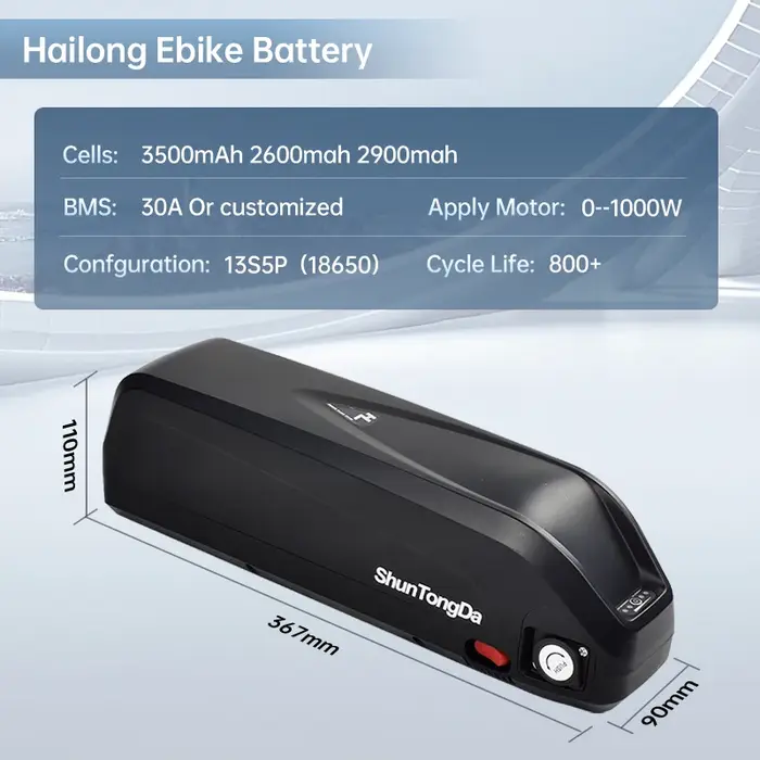 HAILONG-Batterie lithium-ion 48V, 13/14, 5Ah, avec chargeur, pour vélo électrique eBike 250/350/500/