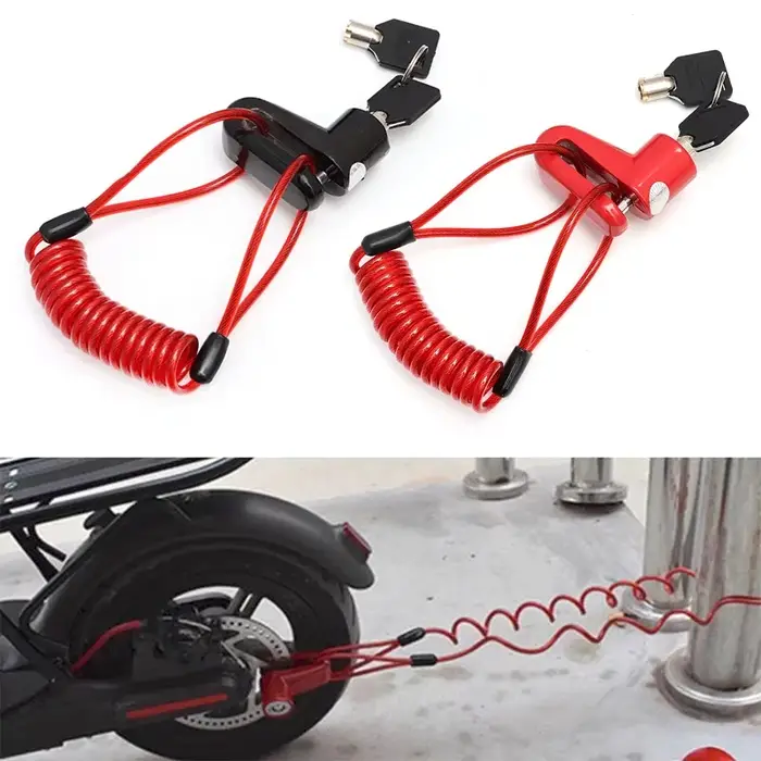 Accessoire antivol universel pour scooter électrique Xiaomi M365 1S Pro verrouillage frein à disque avec fil d'acier noir rouge bleu
