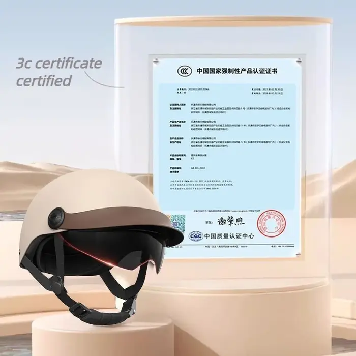 Casque de moto électrique demi-casque certifié 3C pour hommes femmes adultes avec lunettes légères respirantes