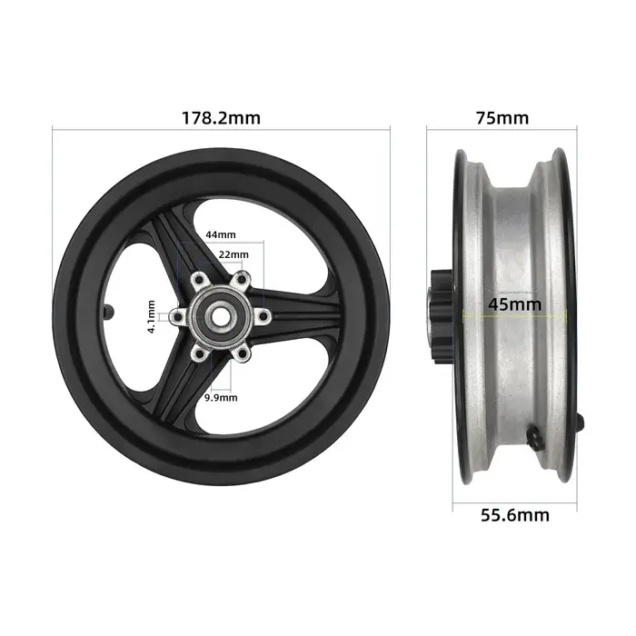 Moyeu de roue avant d'origine pour trottinette électrique Kukirin G2, jante en alliage d'aluminium, installation facile, pièces de rechange