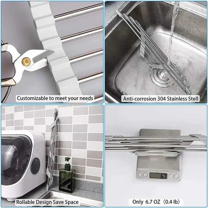 Triangle Roll-Up Vaisselle vaccage T1 pour Évier Coin Pliable En Acier Inoxydable Caddy Éponge Étagère Support Cuisine Proximité