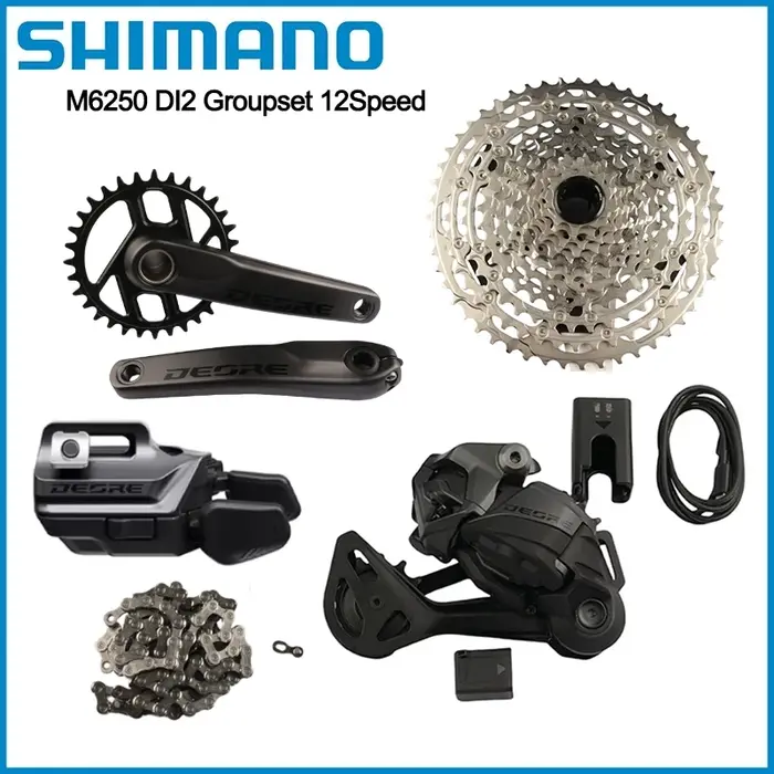 Groupe Shimano DEORE DI2 M6250 12 vitesses en alliage pour VTT système de dérailleur électronique haute performance avec pédalier et cassette pour mountain bike