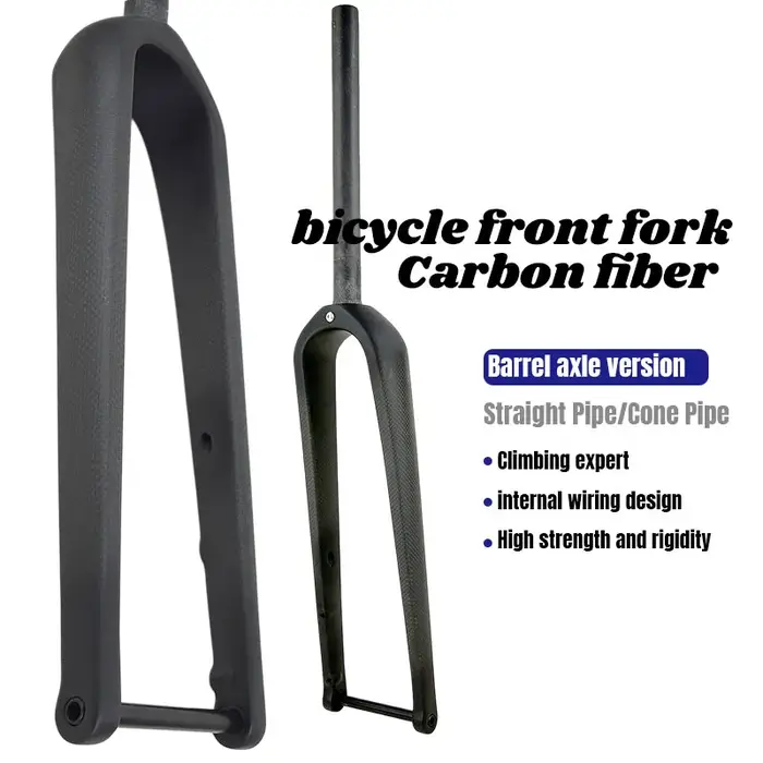 Fourche de vélo de gravier en carbone rigide pour pneus larges 700x55C, axe traversant 12x100mm, fre
