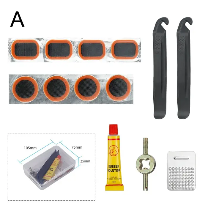 1 ensemble d'outils de réparation de pneus de vélo-ensemble de patchs de crevaison avec colle et outils (5 Versions)