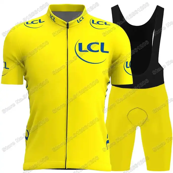 Ensemble maillot de cyclisme homme femme été polyester et Lycra avec coussinet gel respirant style Tour de France 2026