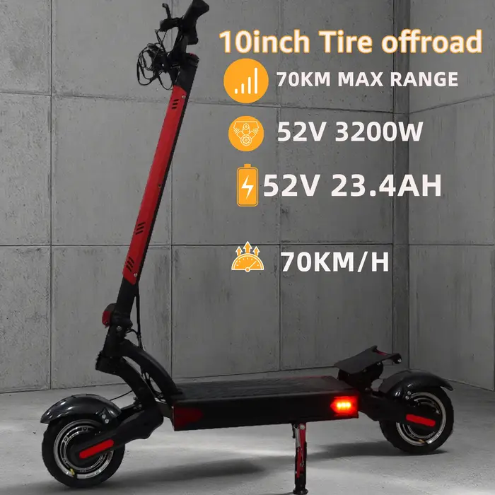 Trottinette électrique pour adultes, pneus pneumatiques de 10 pouces, moteur de 3200 W, trottinette 