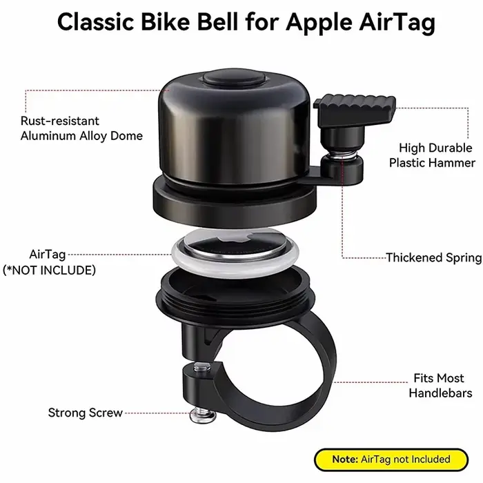 Sonnette de vélo avec support AirTag caché