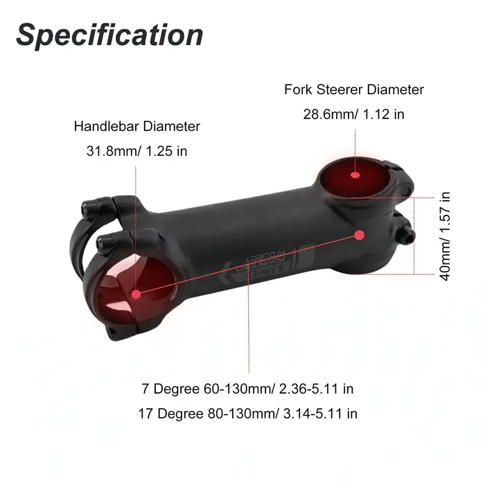 Tige de vélo VTT ultralégère en titane noir intégral Al7050 -7 ° / 17 ° Guidon 60-130 mm 31