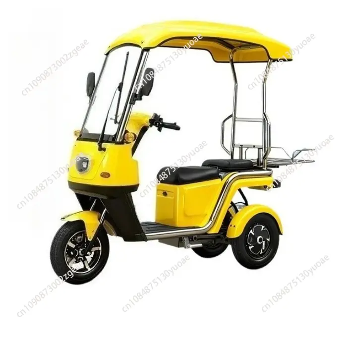 Tricycle électrique à 3 roues avec auvent pour livraison de nourriture scooter anti-basculement avec batterie au lithium 72V 50Ah bleu noir beige