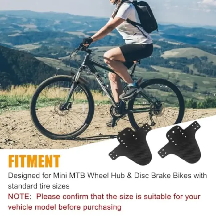 Ailes de garde-boue universelles en fibre de carbone pour VTT avec 12 attaches pour freins à disque et mini moyeux protection avant et arrière pour vélo tout terrain