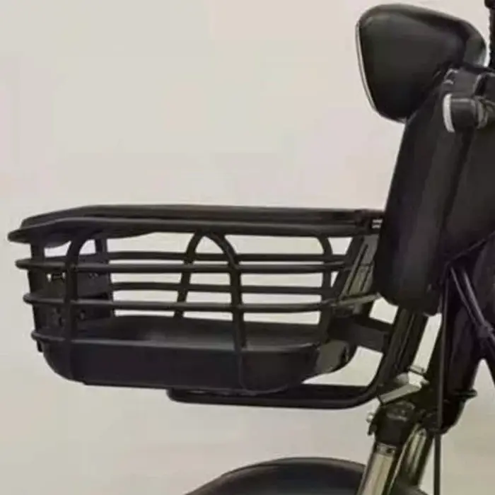 Panier de vélo anti-extrusion noir ; Grande capacité ; Conception avant amovible ; Convient aux vélos électriques