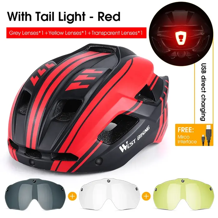 WEST BIKING-Casque de vélo ultraléger avec feu arrière