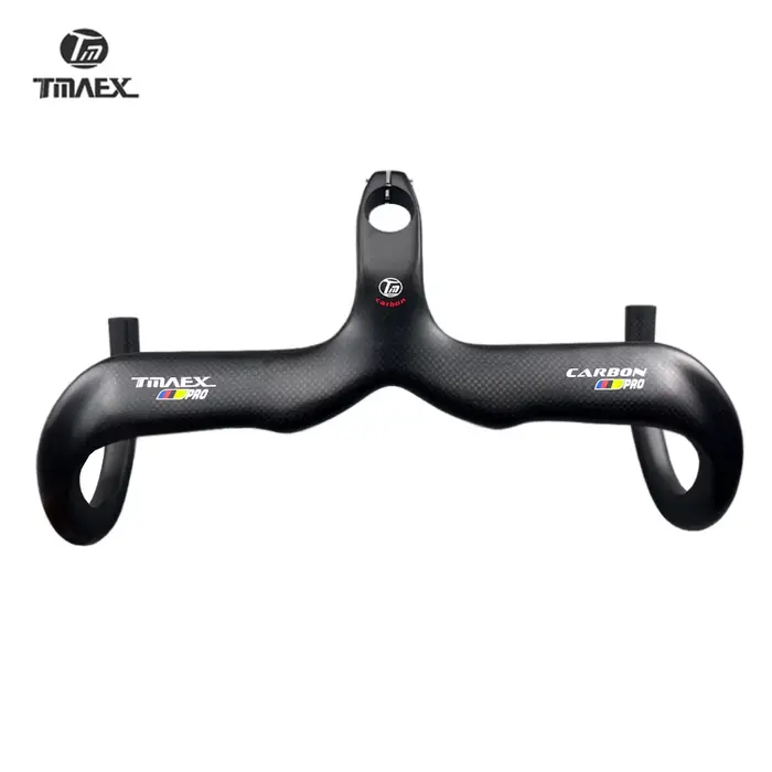TMAEX-Guidon de vélo en carbone, ultraléger, guidon et potence intégrés, pièces de vélo de route, 3K