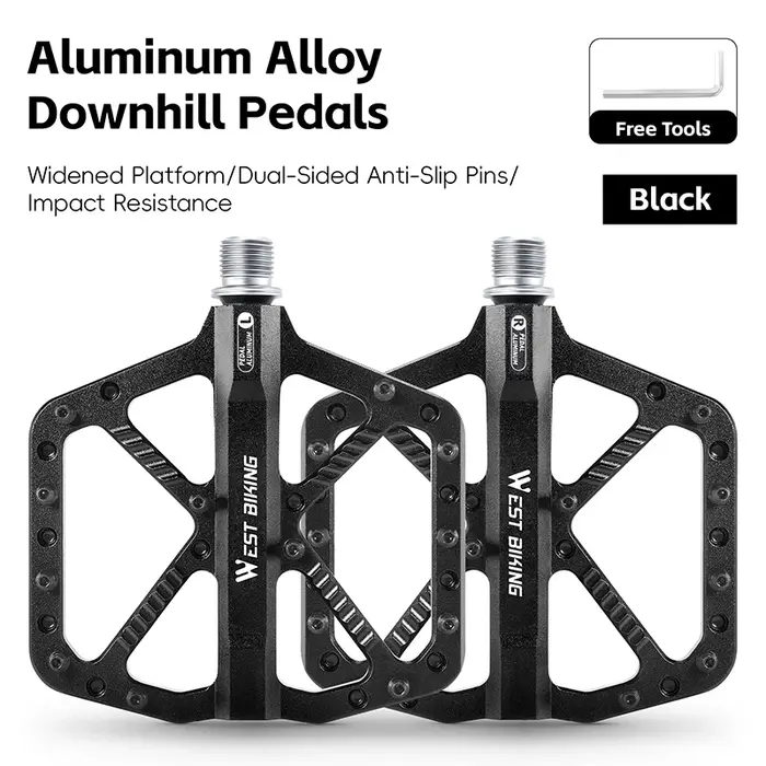 Pédales de vélo de descente WEST BIKING à roulements étanches, en alliage d'aluminium, plateforme la