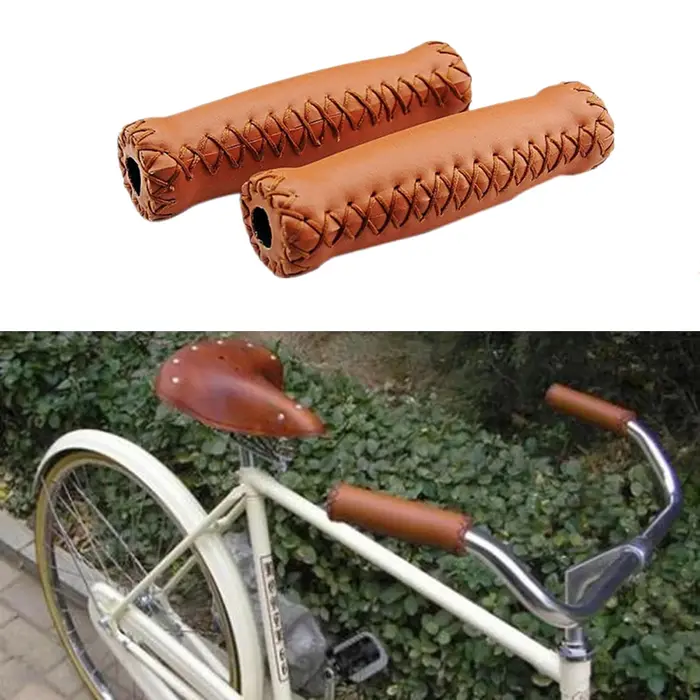 Housse en cuir artificiel VTT poignées de vélo Vintage