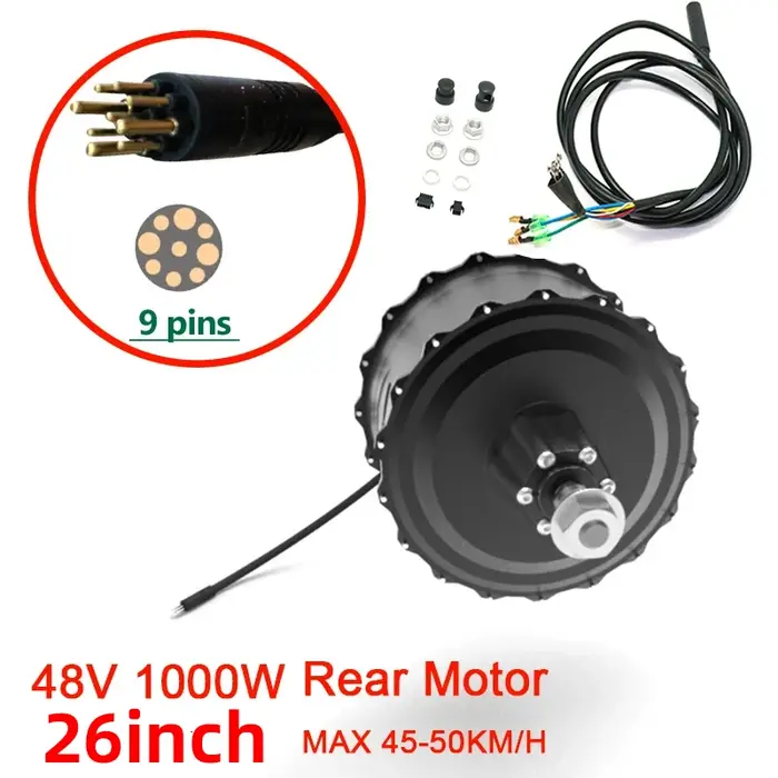 Kit de conversion de vélo électrique Fat Bike 48V 1000W avec moteur arrière sans balais et pneus 4.0 pouces (20/26