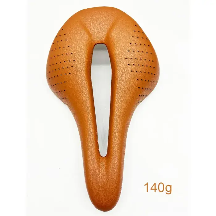 Selle de vélo rétro marron en fibre de carbone faite à la main de 150/143 mm - Ultra légère et respirante