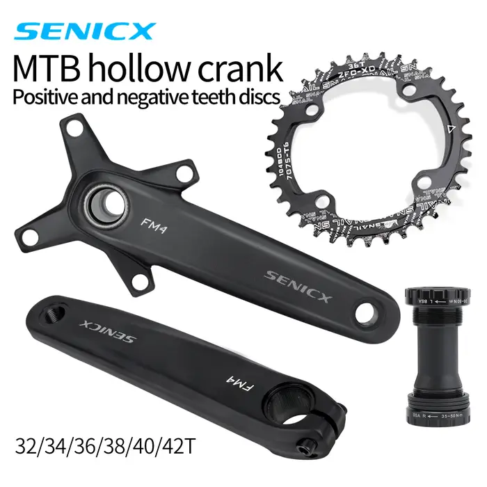 SENICX pédalier de vélo 170mm 104BCD chaîne unique 32T/34T/36T/38T/40T/42T 8/9/10/11/12 vitesses manivelle creuse