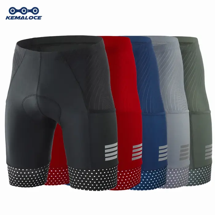 KEMALOCE short de cyclisme hommes blanc noir & gris & rouge Gel Pad été vélo Shorts course sur route Compression