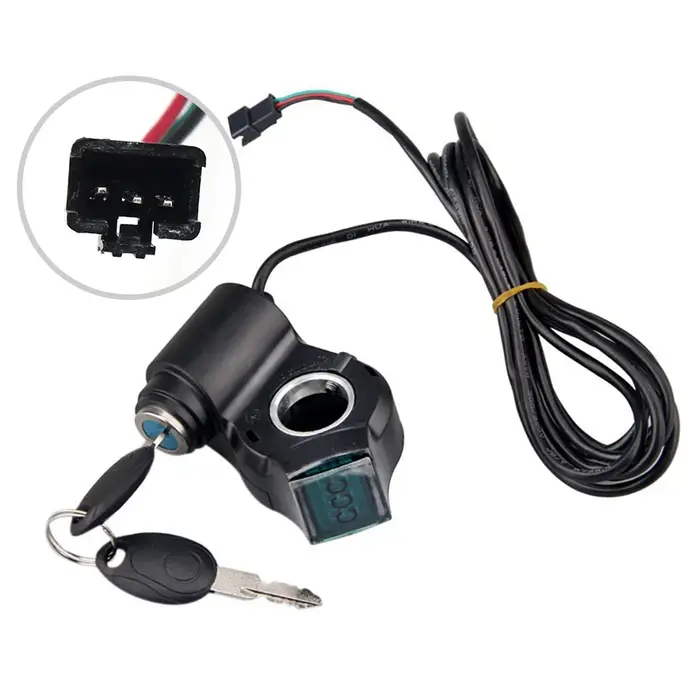 Accélérateur à poignée pour trottinette électrique 24V-72V avec verrouillage par clé et affichage du niveau de batterie