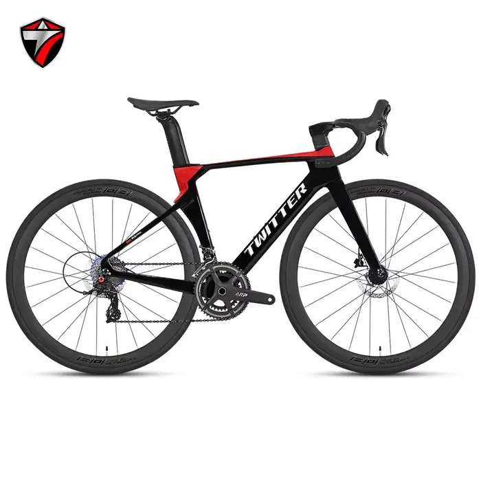 TWITTER R5pro Vélo de route en fibre de carbone 22/24 vitesses avec freins à disque hydrauliques disponibles en 7 tailles - 43.5/46/48/50/52/54/56