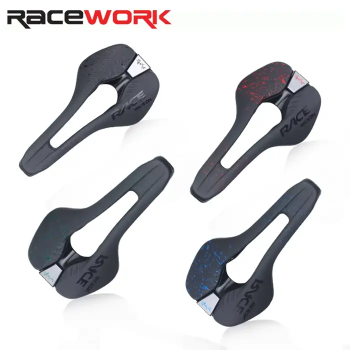 Selle de vélo VTT et route RACEWORK RK90 professionnelle ultralégère en nylon avec rail acier chrome-molybdène pour homme triathlon et course TT