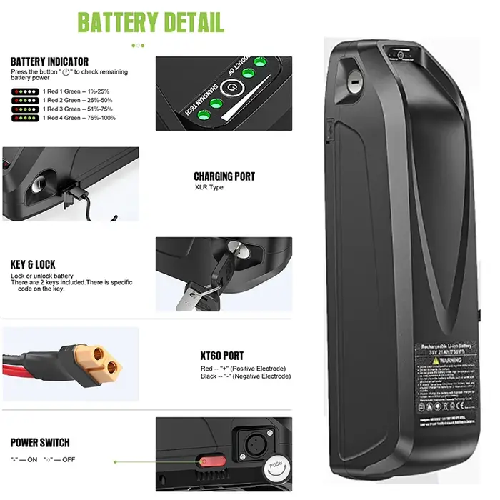 Batterie de vélo électrique Hailong 36V 48V 72V 52V 50Ah 40Ah 30Ah 20Ah